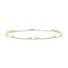 Thumbnail Image 0 of Cultured Pearl & Diamond Station Bracelet 1/15 ct tw 10K Yellow Gold 7.25"