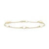 Thumbnail Image 1 of Cultured Pearl & Diamond Station Bracelet 1/15 ct tw 10K Yellow Gold 7.25&quot;
