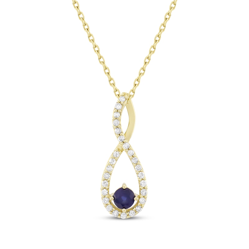 Main Image 1 of Natural Blue Sapphire & Diamond Infinity Necklace 1/5 ct tw 10K Yellow Gold 18&quot;