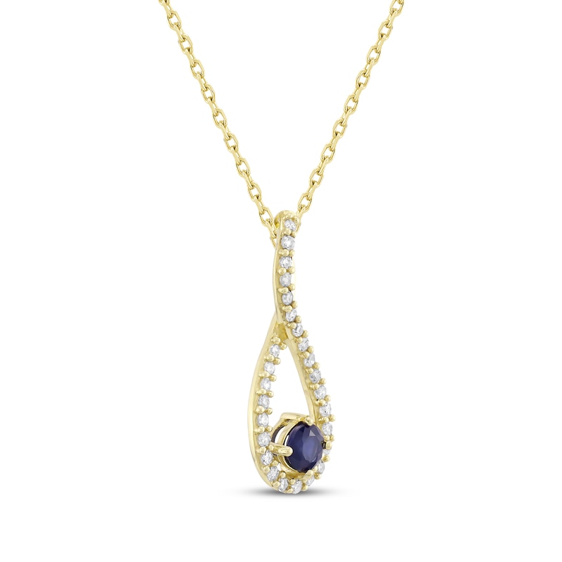 Main Image 2 of Natural Blue Sapphire & Diamond Infinity Necklace 1/5 ct tw 10K Yellow Gold 18&quot;