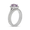 Thumbnail Image 2 of Neil Lane Oval-Cut Purple Quartz & Diamond Halo Bridal Set 5/8 ct tw 14K White Gold