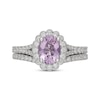 Thumbnail Image 3 of Neil Lane Oval-Cut Purple Quartz & Diamond Halo Bridal Set 5/8 ct tw 14K White Gold