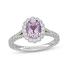 Thumbnail Image 1 of Neil Lane Oval-Cut Purple Quartz & Diamond Scalloped Halo Engagement Ring 1/2 ct tw 14K White Gold