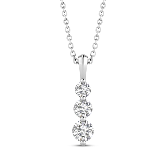 Memories, Moments, Magic Diamond Three-Stone Necklace 1/2 ct tw 10K White Gold 18"