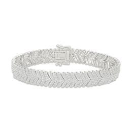 Diamond Chevron Link Bracelet 4 ct tw 10K White Gold 7"