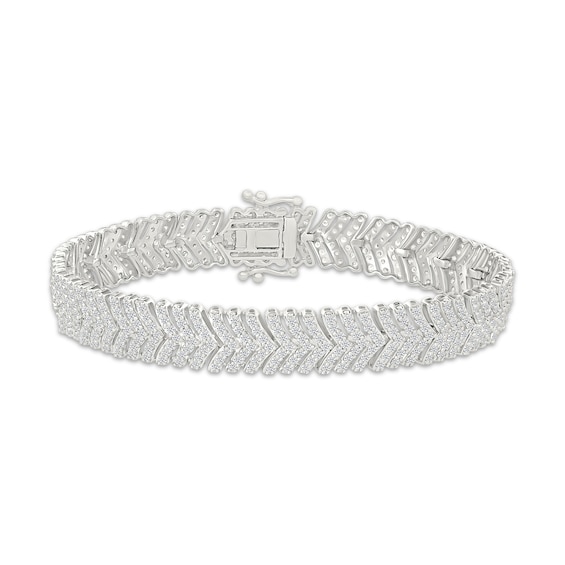 Diamond Chevron Link Bracelet 4 ct tw 10K White Gold 7"