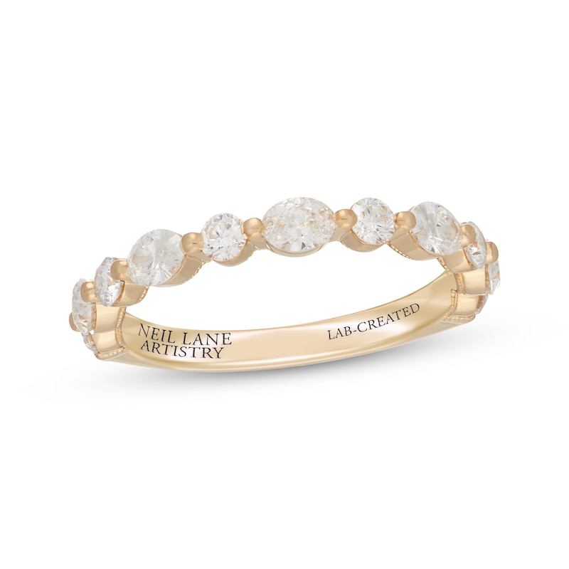 Main Image 1 of Neil Lane Artistry Oval & Round-Cut Lab-Grown Diamond Anniversary Ring 1 ct tw 14K Yellow Gold