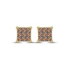 Thumbnail Image 2 of Men's Brown Diamond Square Stud Earrings 1 ct tw 10K Yellow Gold