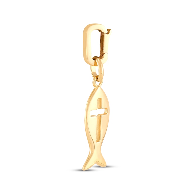 Main Image 2 of Charmed Memories Ichthus Cross Cutout Charm 10K Yellow Gold