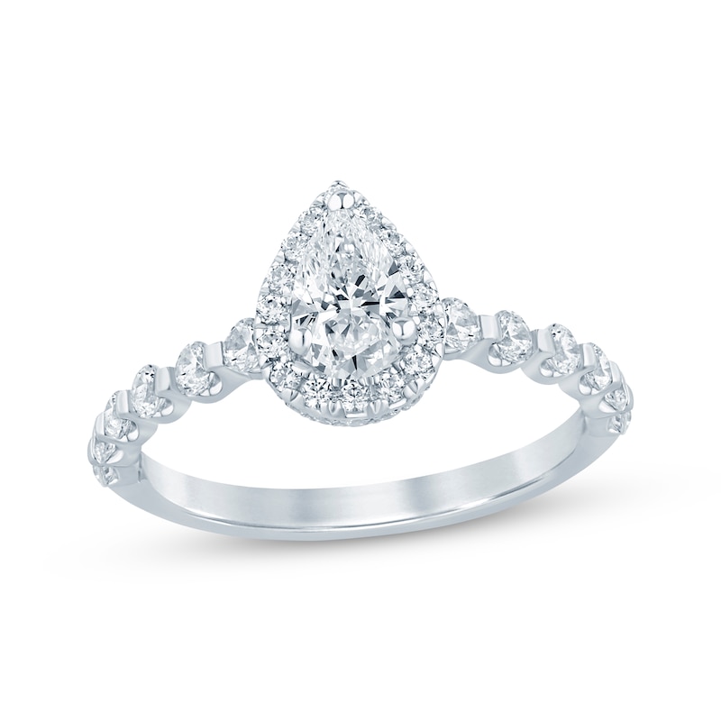 Main Image 1 of Now + Forever Pear-Shaped Diamond Halo Engagement Ring 1 ct tw 14K White Gold