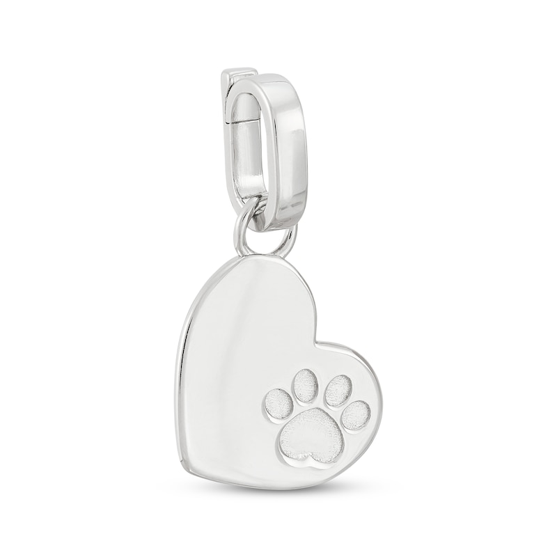 Main Image 2 of Charmed Memories Dog Paw Print in Heart Charm Sterling Silver