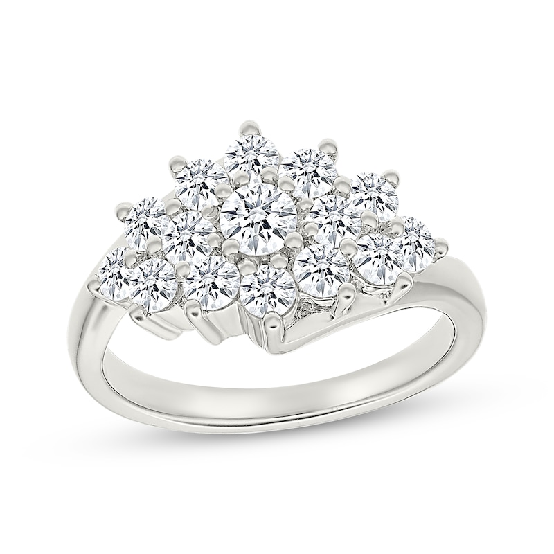 Main Image 1 of KAY Lab-Grown diamonds Pyramid Cluster Ring 1-1/4 ct tw 10K White Gold