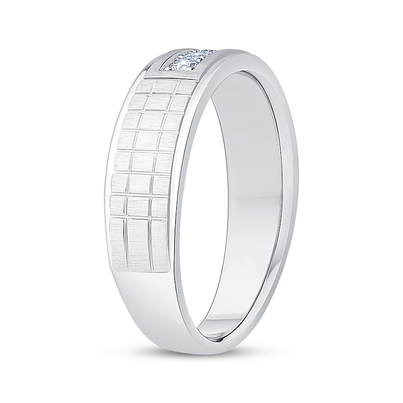Main Image 2 of Now + Forever Men's Diamond Scored Wedding Band 1/5 ct tw 10K White Gold
