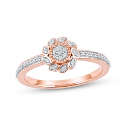 Multi-Diamond Sunflower Promise Ring 1/6 ct tw 10K Rose Gold