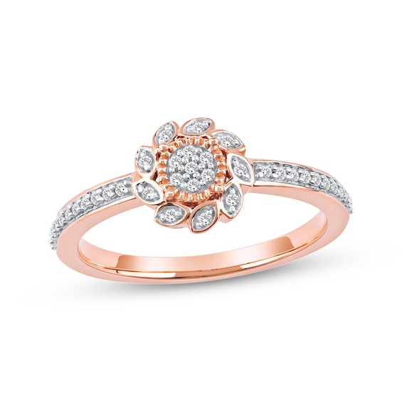 Multi-Diamond Sunflower Promise Ring 1/6 ct tw 10K Rose Gold