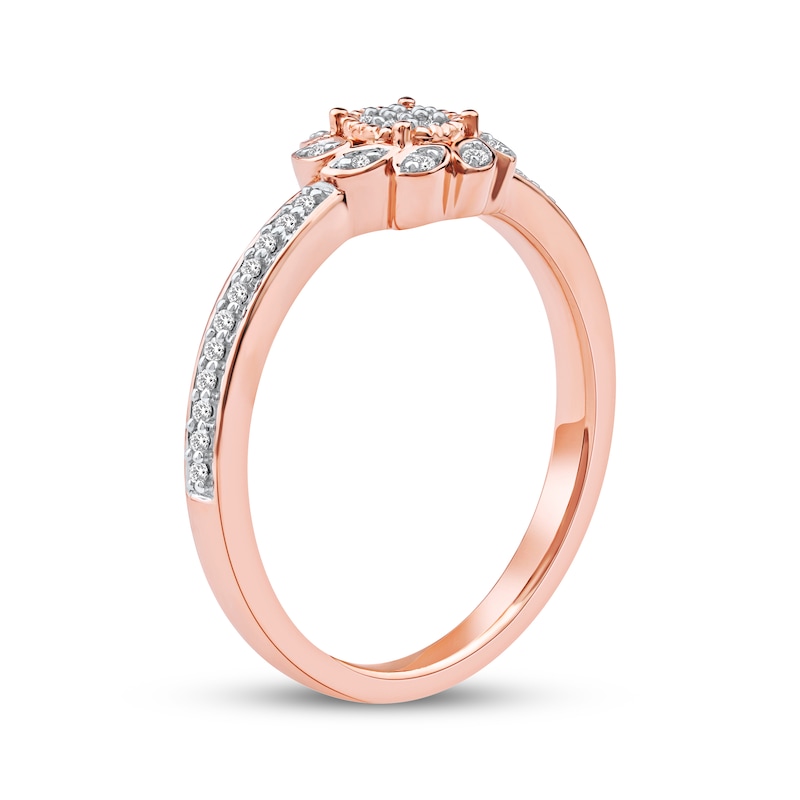 Main Image 2 of Multi-Diamond Sunflower Promise Ring 1/6 ct tw 10K Rose Gold