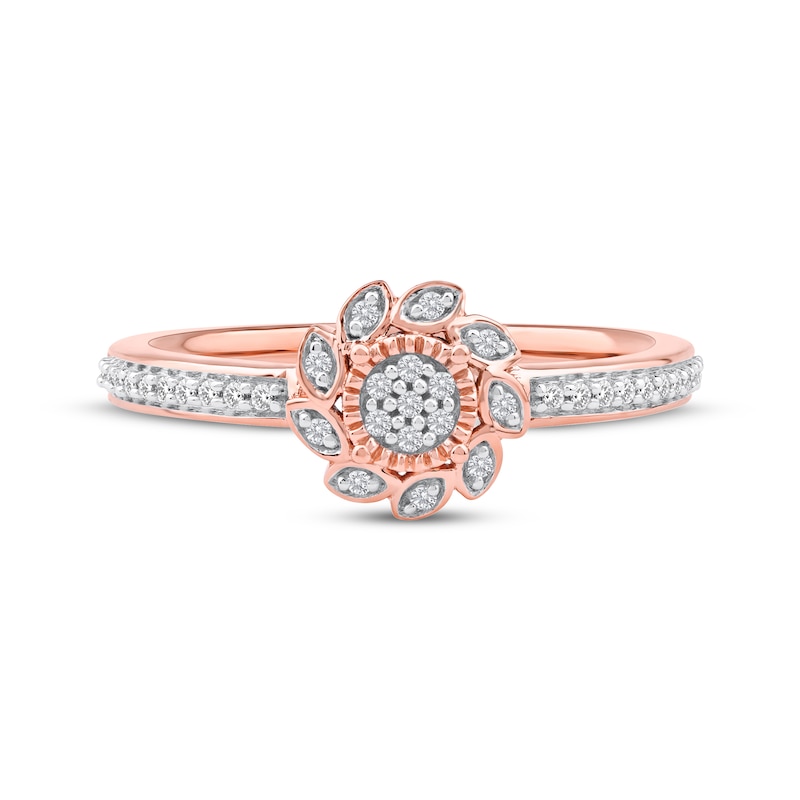 Main Image 3 of Multi-Diamond Sunflower Promise Ring 1/6 ct tw 10K Rose Gold