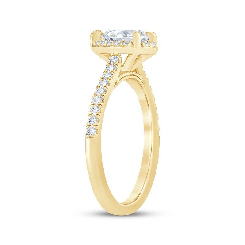 Main Image 2 of Now + Forever Lab-Grown Diamonds Pear-Shaped Halo Engagement Ring 3/4 ct tw 14K Yellow Gold