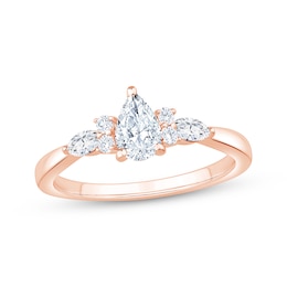 Now + Forever Lab-Grown Diamonds Pear-Shaped Engagement Ring 3/4 ct tw 14K Rose Gold