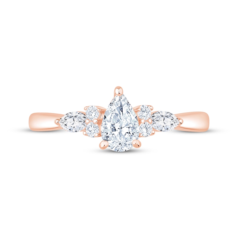 Main Image 3 of Now + Forever Lab-Grown Diamonds Pear-Shaped Engagement Ring 3/4 ct tw 14K Rose Gold