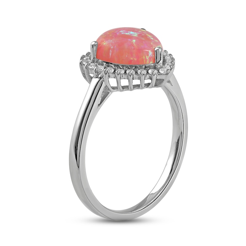 Main Image 2 of Pink Lab-Created Opal & White Lab-Created Sapphire Heart Ring Sterling Silver