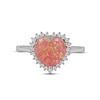 Thumbnail Image 3 of Pink Lab-Created Opal & White Lab-Created Sapphire Heart Ring Sterling Silver
