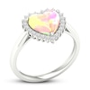 Thumbnail Image 4 of Pink Lab-Created Opal & White Lab-Created Sapphire Heart Ring Sterling Silver