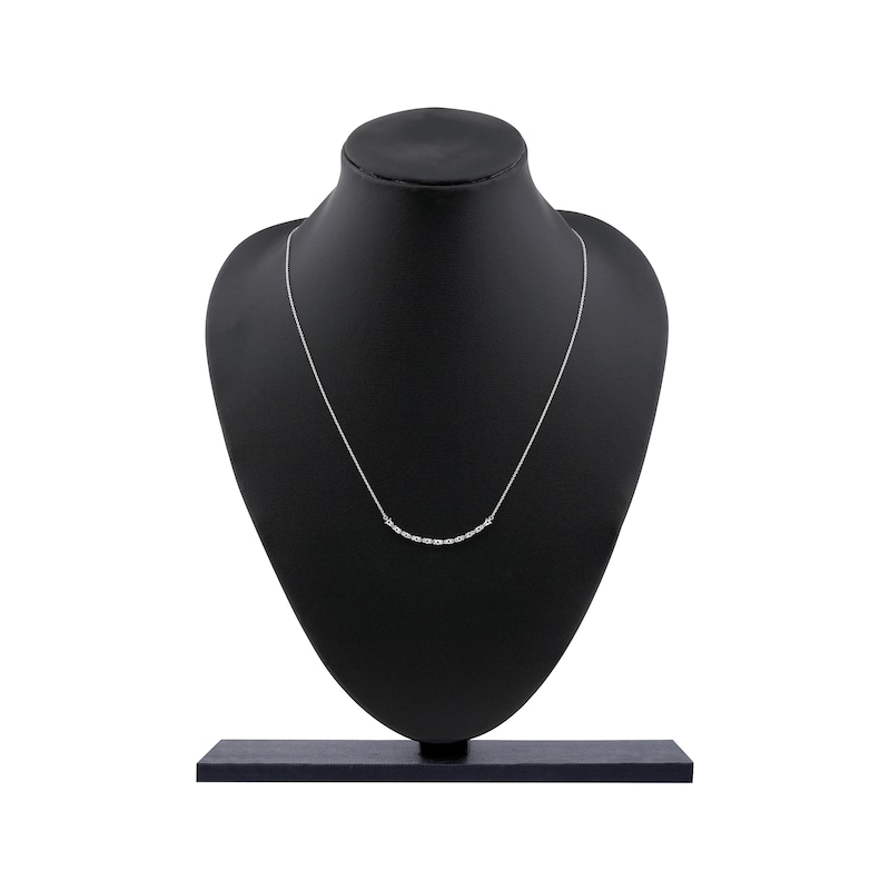Main Image 5 of Baguette & Round-Cut Diamond Smile Necklace 1/6 ct tw 10K White Gold 18&quot;