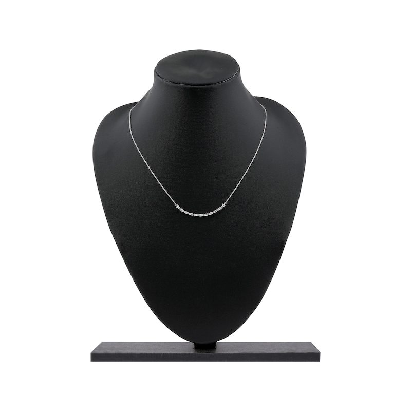 Main Image 6 of Baguette & Round-Cut Diamond Smile Necklace 1/6 ct tw 10K White Gold 18&quot;