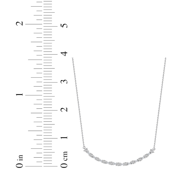 Main Image 7 of Baguette & Round-Cut Diamond Smile Necklace 1/6 ct tw 10K White Gold 18&quot;