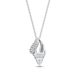 Diamond Seashell Necklace 1/8 ct tw Sterling Silver 18"