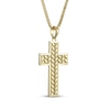Thumbnail Image 2 of Men's Herringbone Textured Cross Necklace 18K Yellow Gold-Plated Sterling Silver 22"