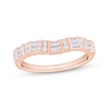 Thumbnail Image 1 of Now + Forever Baguette & Round-Cut Diamond Contour Anniversary Ring 1/3 ct tw 10K Rose Gold
