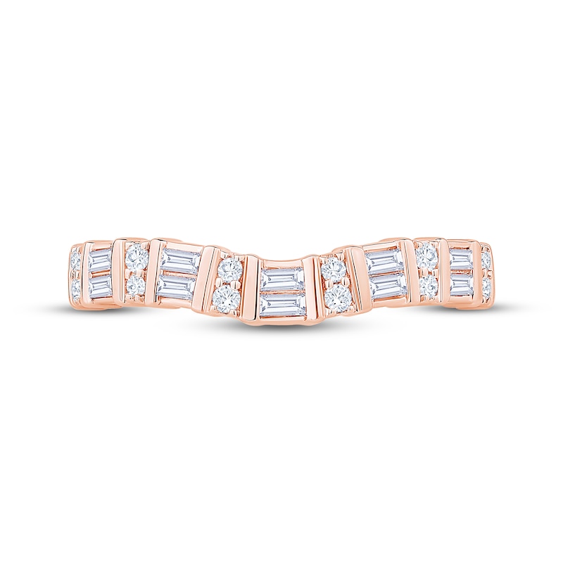 Main Image 3 of Now + Forever Baguette & Round-Cut Diamond Contour Anniversary Ring 1/3 ct tw 10K Rose Gold