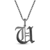 Thumbnail Image 1 of Ink & Ice Men's Black Diamond Initial &quot;U&quot; Necklace 1/8 ct tw Black Rhodium-Plated Sterling Silver 22&quot;
