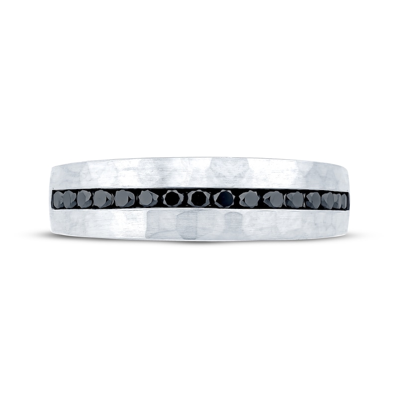 Main Image 3 of Now + Forever Men's Black Diamond Hammered Wedding Band 3/8 ct tw 10K White Gold