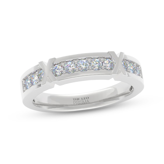 Men's THE LEO Prisma Diamond "X" Wedding Band 1/2 ct tw 14K White Gold