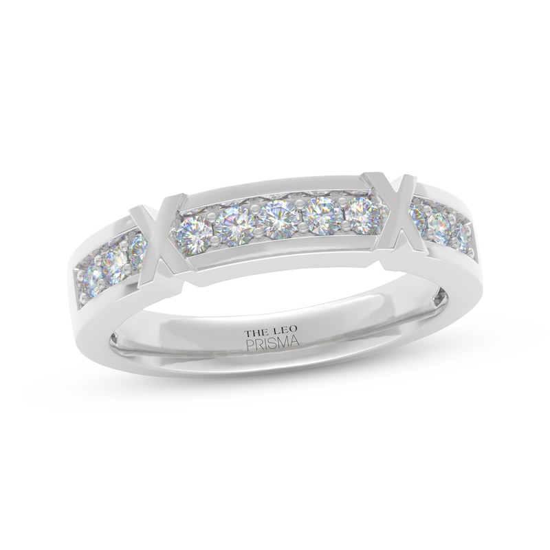 Main Image 1 of Men's THE LEO Prisma Diamond &quot;X&quot; Wedding Band 1/2 ct tw 14K White Gold
