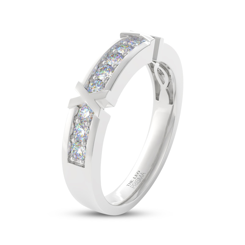 Main Image 2 of Men's THE LEO Prisma Diamond &quot;X&quot; Wedding Band 1/2 ct tw 14K White Gold