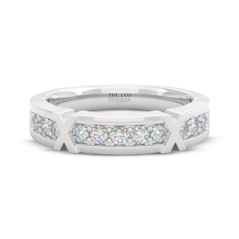 Main Image 3 of Men's THE LEO Prisma Diamond &quot;X&quot; Wedding Band 1/2 ct tw 14K White Gold