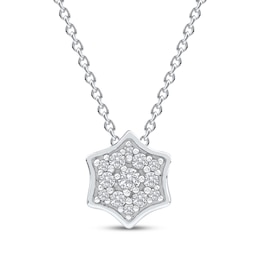 Diamond Curved Hexagon Necklace 1/10 ct tw 10K White Gold 18"