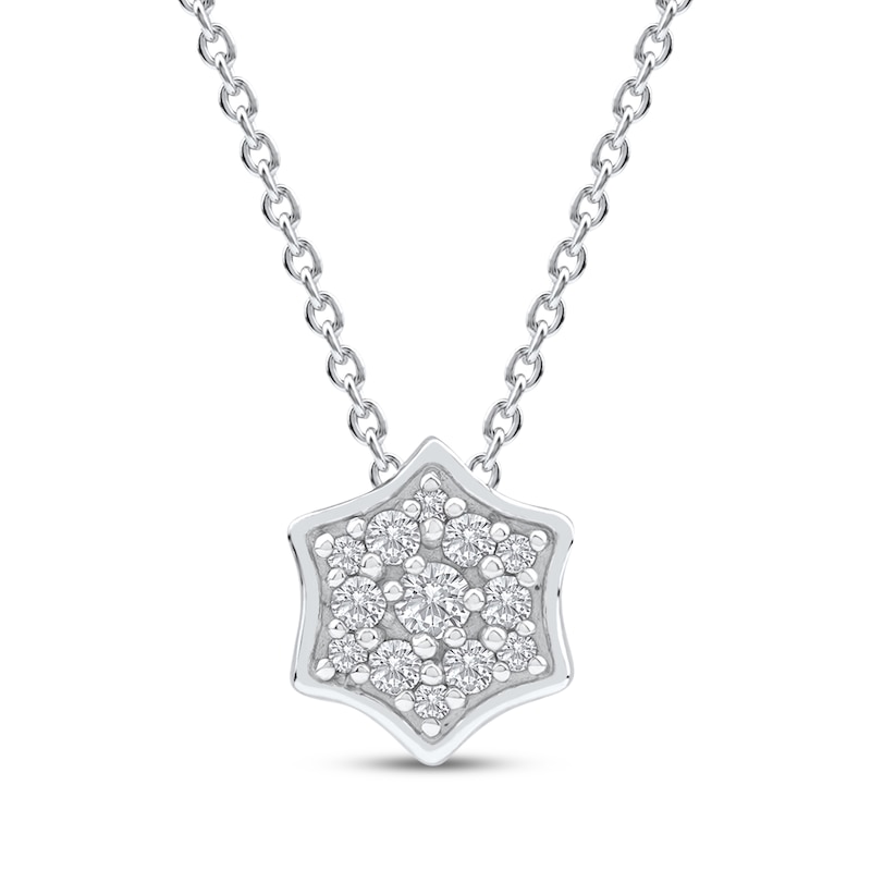 Main Image 1 of Diamond Curved Hexagon Necklace 1/10 ct tw 10K White Gold 18&quot;
