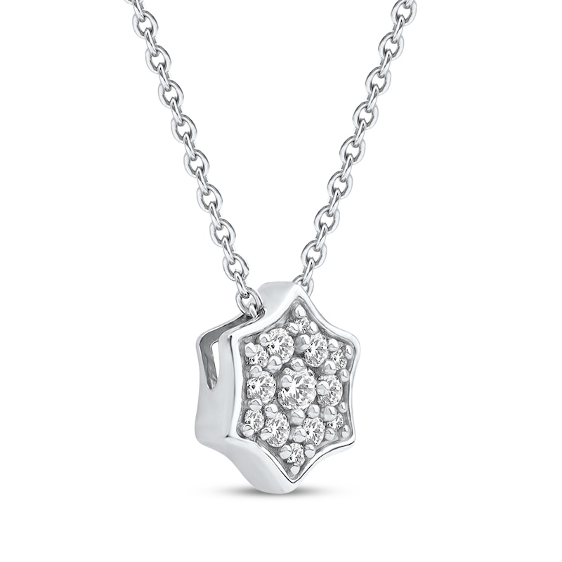 Main Image 2 of Diamond Curved Hexagon Necklace 1/10 ct tw 10K White Gold 18&quot;