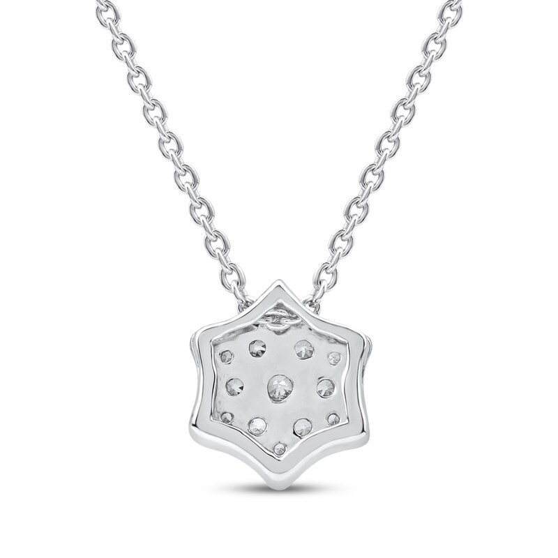 Main Image 3 of Diamond Curved Hexagon Necklace 1/10 ct tw 10K White Gold 18&quot;