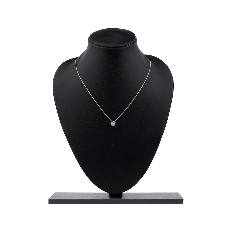 Main Image 5 of Diamond Curved Hexagon Necklace 1/10 ct tw 10K White Gold 18"