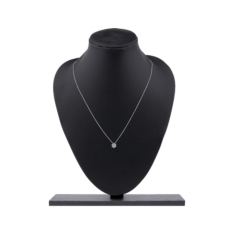 Main Image 6 of Diamond Curved Hexagon Necklace 1/10 ct tw 10K White Gold 18"