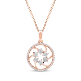 Diamond Openwork Circle Necklace 1/8 ct tw 10K Rose Gold 18"
