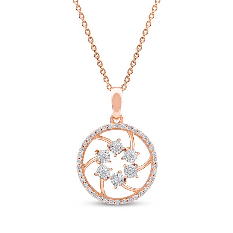 Main Image 1 of Diamond Openwork Circle Necklace 1/8 ct tw 10K Rose Gold 18"