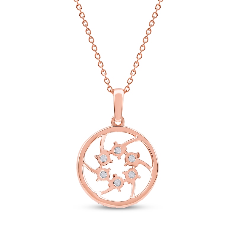 Main Image 3 of Diamond Openwork Circle Necklace 1/8 ct tw 10K Rose Gold 18"