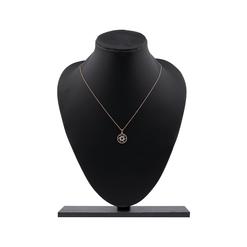 Main Image 5 of Diamond Openwork Circle Necklace 1/8 ct tw 10K Rose Gold 18"